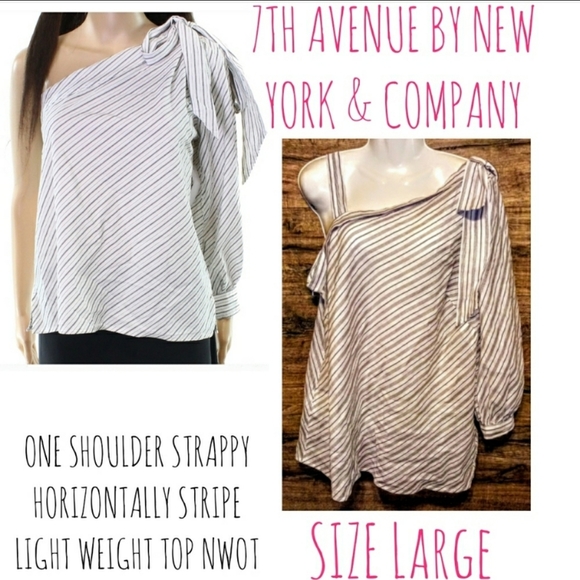 New York & Company Tops - New York & Company Top One Shoulder Stripe